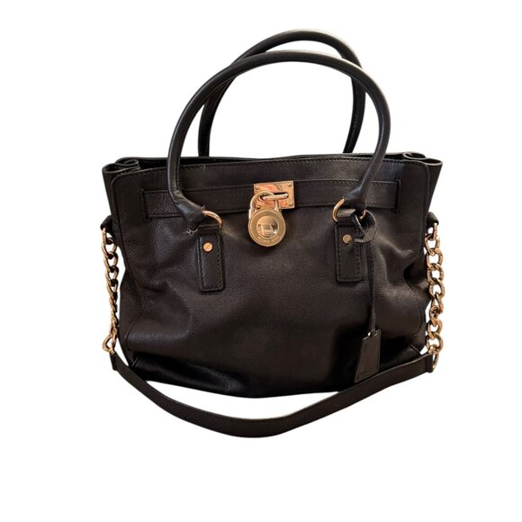 MICHAEL Michael Kors Handbags - Michael Kors Hamilton Leather Satchel Black